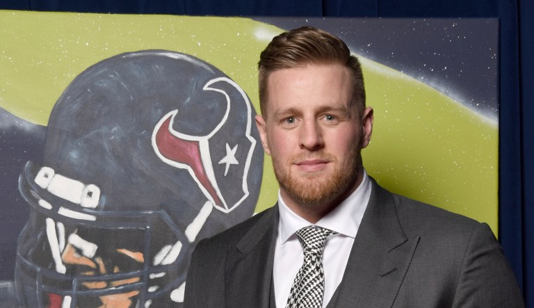 J. J. Watt of the Houston Texans poses in front of his portrait backstage at the 7th Annual NFL Honors at the Cyrus Northrop Memorial Auditorium on Feb. 3, 2018, in Minneapolis, Minn.