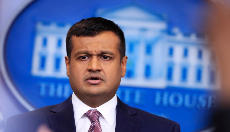 White House deputy press secretary Raj Shah talks to reporters during the daily press briefing at the White House on Feb. 8, 2018.