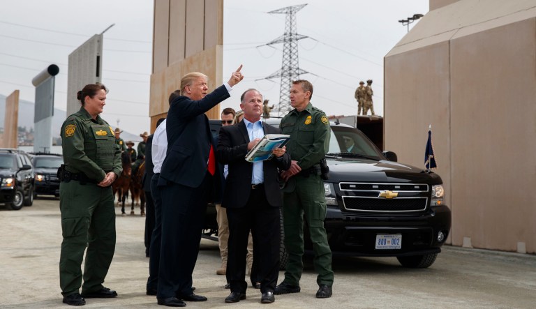 President Trump reviews border wall prototypes in San Diego.