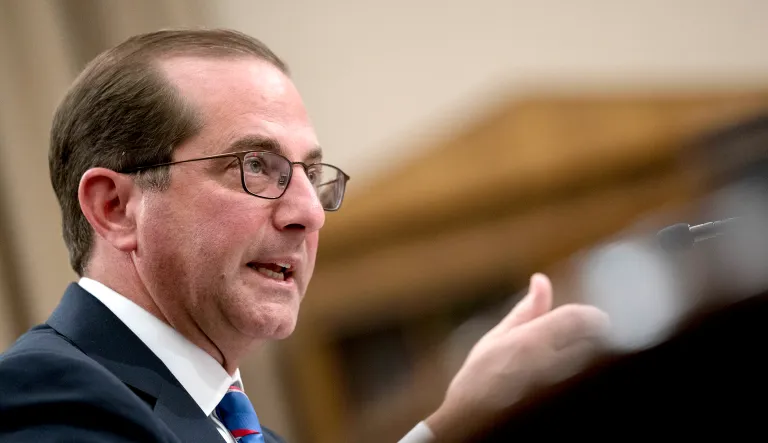 Health and Human Services Secretary Alex Azar appears speaks at a hearing on Capitol Hill in Washington, D.C.