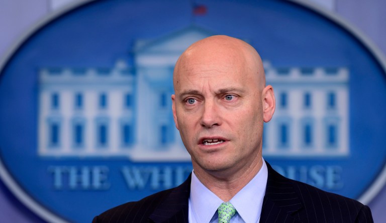 White House Legislative Affairs Director Marc Short speaks during the daily briefing at the White House.