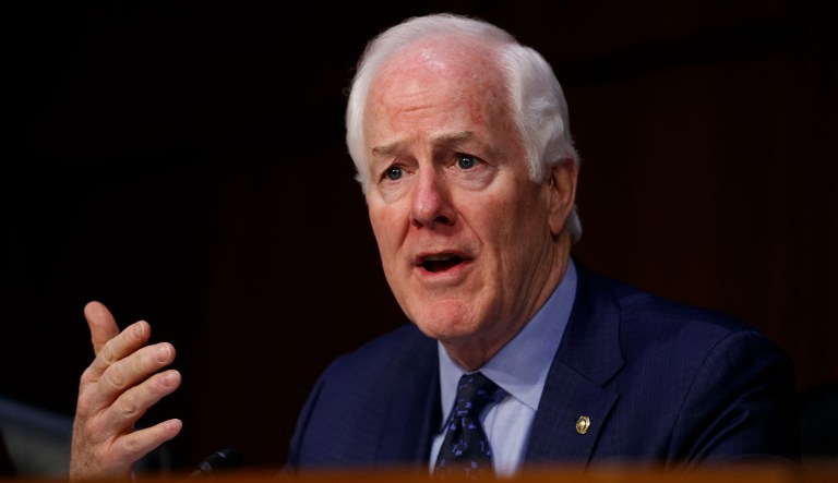 Sen. John Cornyn, R-Texas, speaks during a Senate Intelligence Committee hearing. 