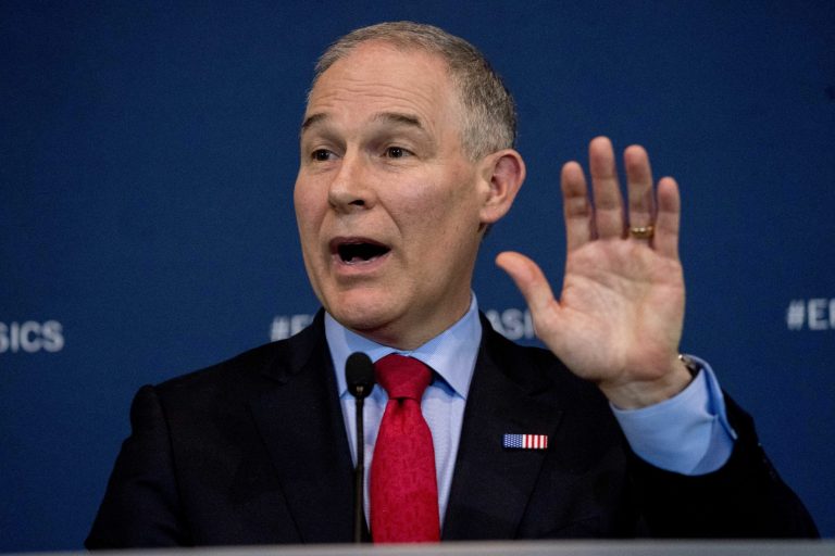 Environmental Protection Agency Administrator Scott Pruitt speaks at a news conference at the Environmental Protection Agency.