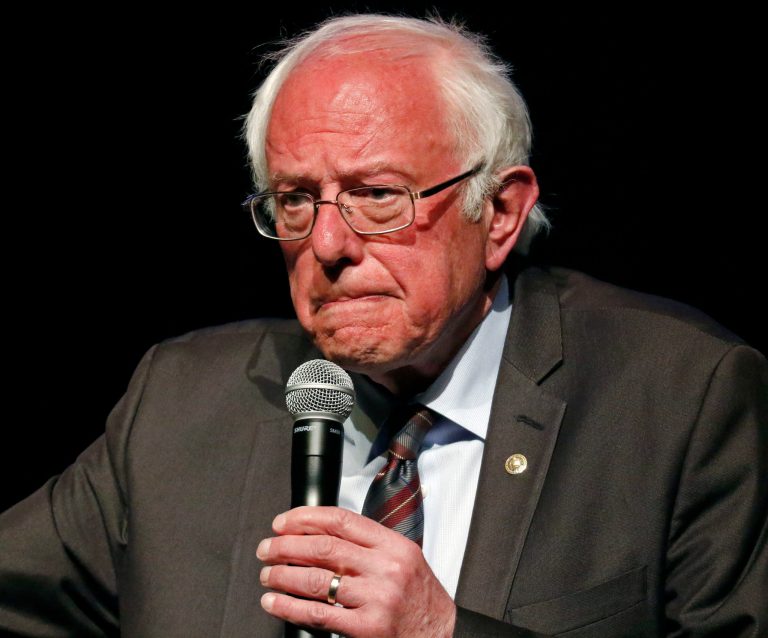 U.S. Sen. Bernie Sanders, I-Vt., ponders a question during a town hall meeting with Jackson Mayor Chokwe Antar Lumumba, examining economic justice 50 years after the assassination of Dr. Martin Luther Kin Jr., Wednesday, April 4, 2018, in Jackson, Miss.