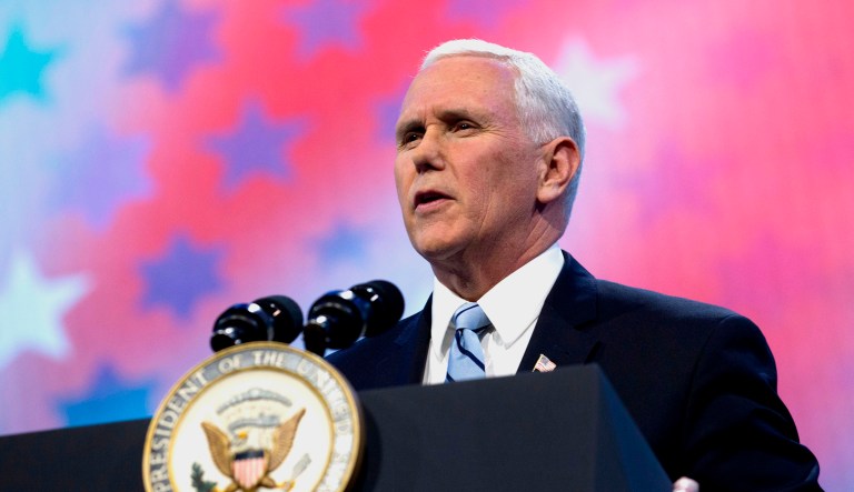 Vice President Mike Pence makes a speech in Washington, D.C.