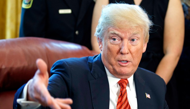 President Trump speaks to the media.