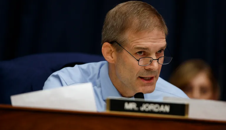 Rep. Jim Jordan, R-Ohio, questions FBI Deputy Assistant Director Peter Strzok during the House Committees on the Judiciary and Oversight and Government Reform hearing on "Oversight of FBI and DOJ Actions Surrounding the 2016 Election," on Capitol Hill, Thursday, July 12, 2018, in Washington. 
