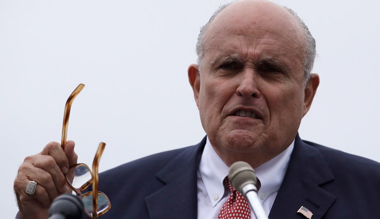 Rudy Giuliani, an attorney for President Trump, during campaign event for Eddie Edwards, who is running for the U.S. Congress in New Hampshire, in Portsmouth, N.H., Wednesday, Aug. 1, 2018.