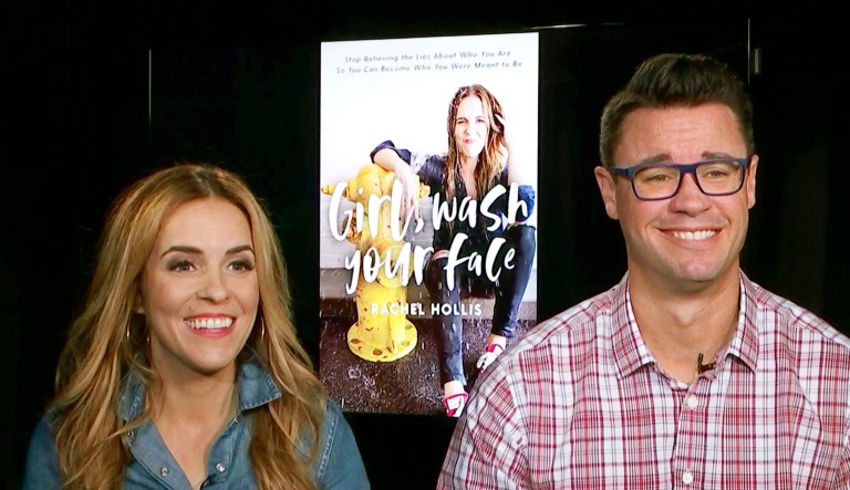This image taken from video shows Rachel Hollis, left, author of "Girl, Wash Your Face: Stop Believing the Lies About Who You Are so You Can Become Who You Were Meant to Be," and her husband Dave Hollis, during an interview.