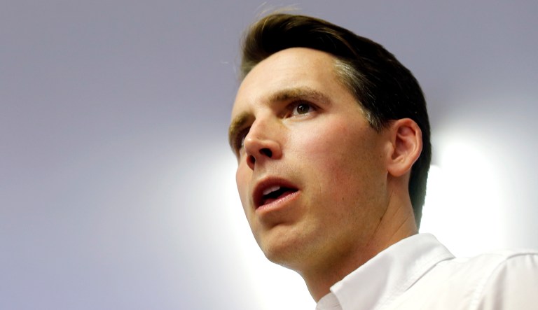 Missouri Attorney General and Republican U.S. Senate candidate Josh Hawley speaks to supporters during a campaign stop in Missouri.