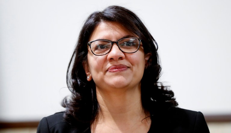 Rep. Rashida Tlaib appears at an event.