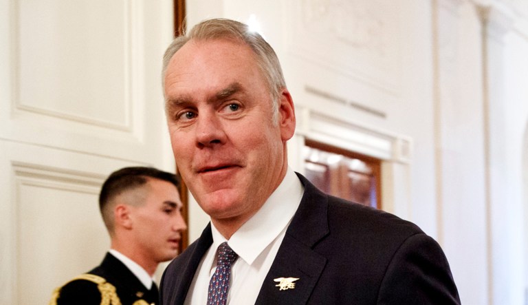 Interior Secretary Ryan Zinke is shown.