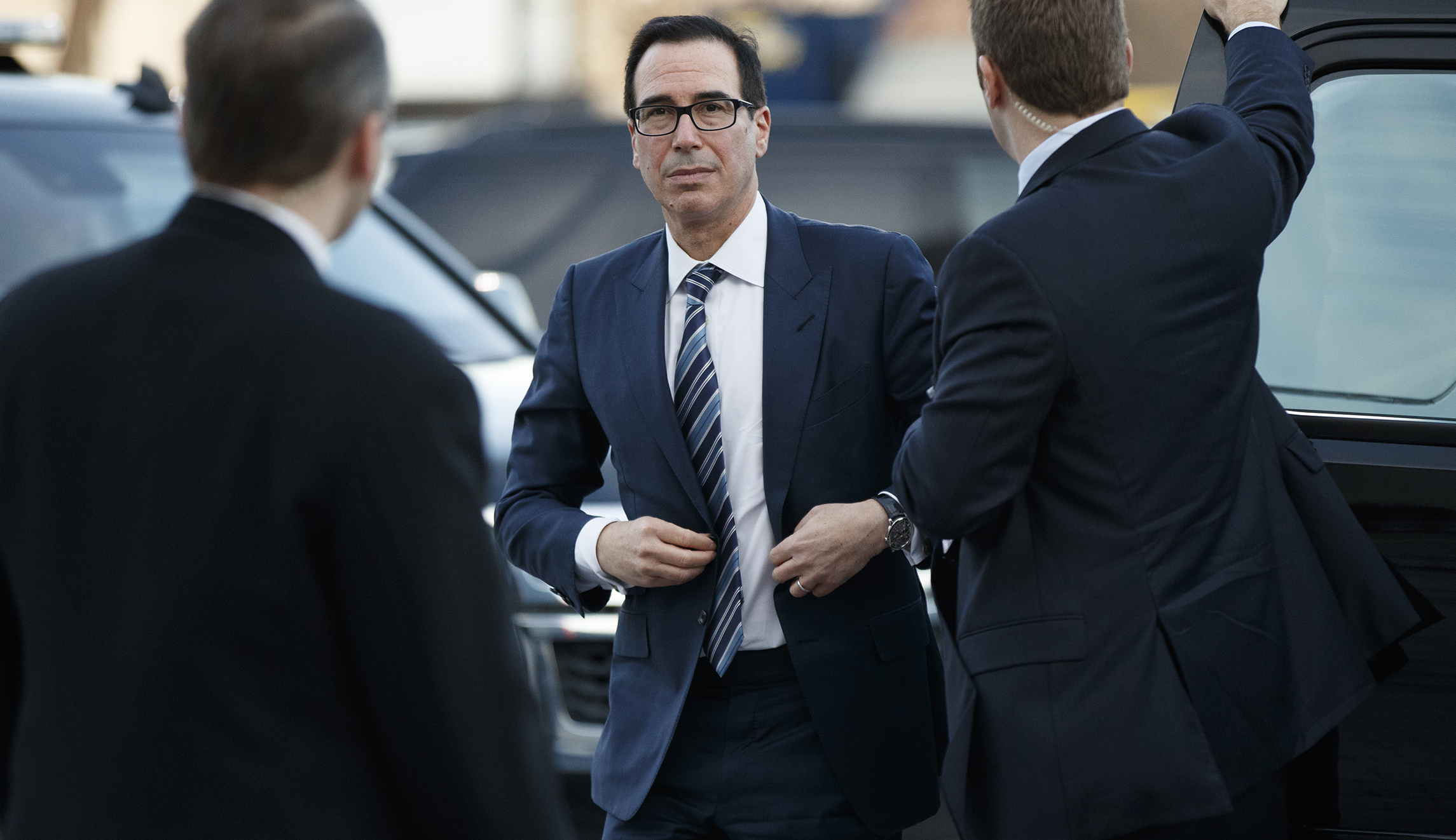 Treasury’s Steven Mnuchin consults bank CEOs in effort to soothe frantic markets