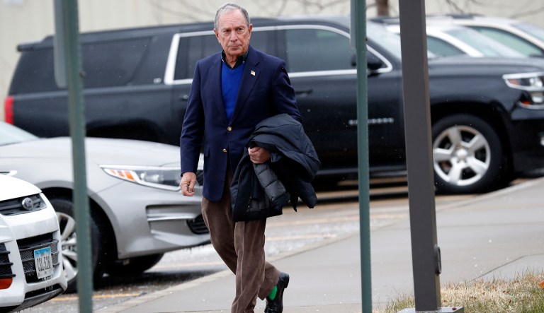 Former New York City Mayor Michael Bloomberg walks to his vehicle after touring the Paulson Electric Company, Tuesday, Dec. 4, 2018, in Cedar Rapids, Iowa.