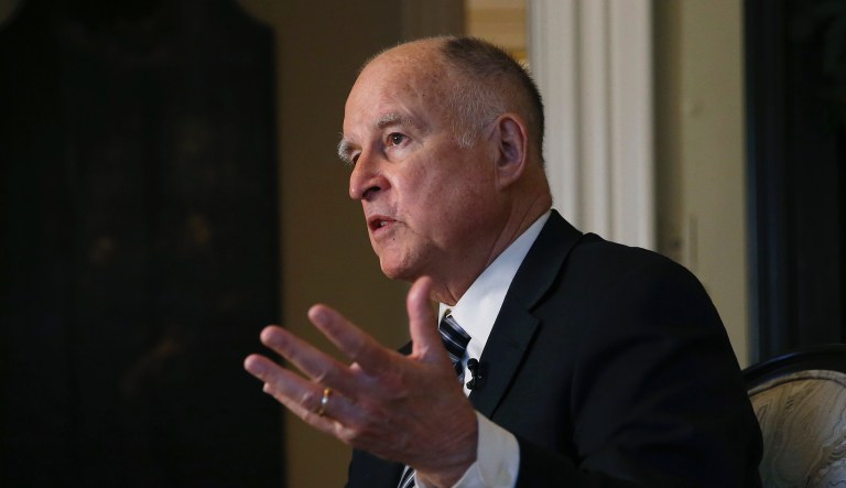 In this Tuesday, Dec. 18, 2018 photo, California Gov. Jerry Brown talks during an interview in Sacramento, California. 