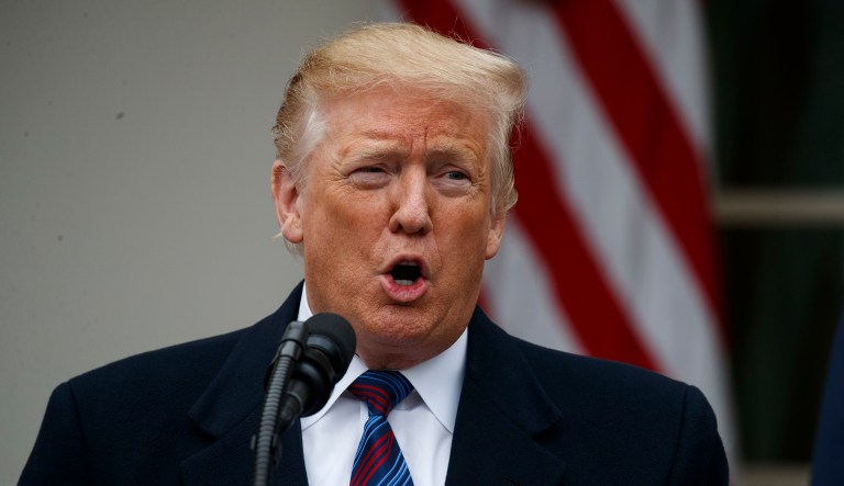 President Trump speaks during a news conference in the Rose Garden of the White House after meeting with lawmakers about border security, Friday, Jan. 4, 2019, in Washington.