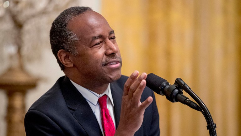 Housing and Urban Development Secretary Ben Carson speaks at the 2018 Young Black Leadership Summit at the White House.