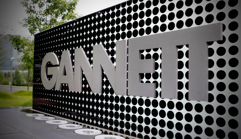 The Gannett Co. headquarters sign stands in McLean, Va.