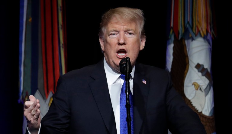 President Trump speaks at an event.