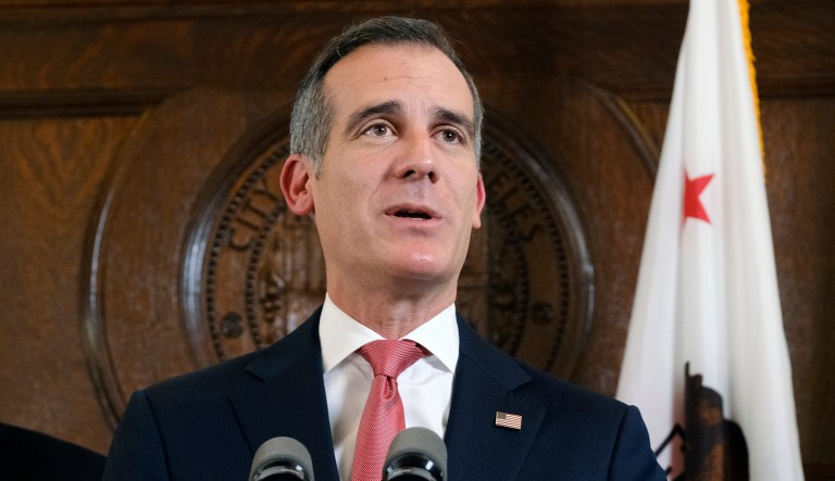 Los Angeles Mayor Eric Garcetti is pictured.