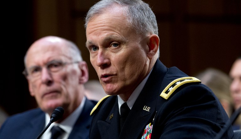 Defense Intelligence Agency Director Gen. Robert Ashley, accompanied by Director of National Intelligence Daniel Coats testifies before the Senate Intelligence Committee on Capitol Hill in Washington Tuesday, Jan. 29, 2019.