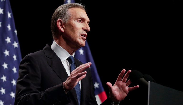 Former Starbucks CEO Howard Schultz speaks.