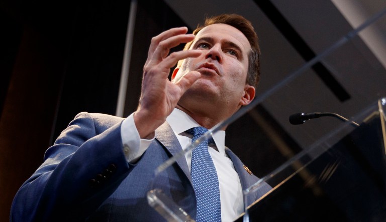 Rep. Seth Moulton, D-Mass., speaks at the Brookings Institution in D.C.