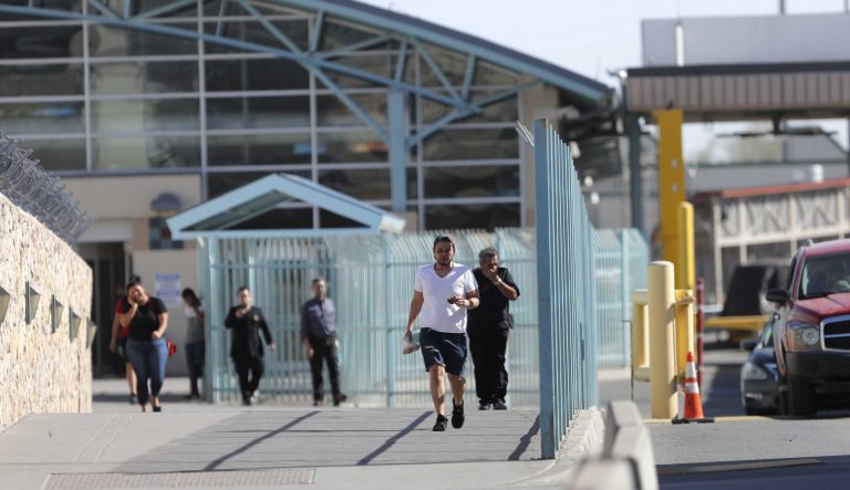 Pedestrians enter the U.S. from Mexico at a border crossing in El Paso, Texas, Friday, March 29, 2019. Threatening drastic action against Mexico, President Donald Trump declared on Friday he is likely to shut down America's southern border next week unless Mexican authorities immediately halt all illegal immigration. 