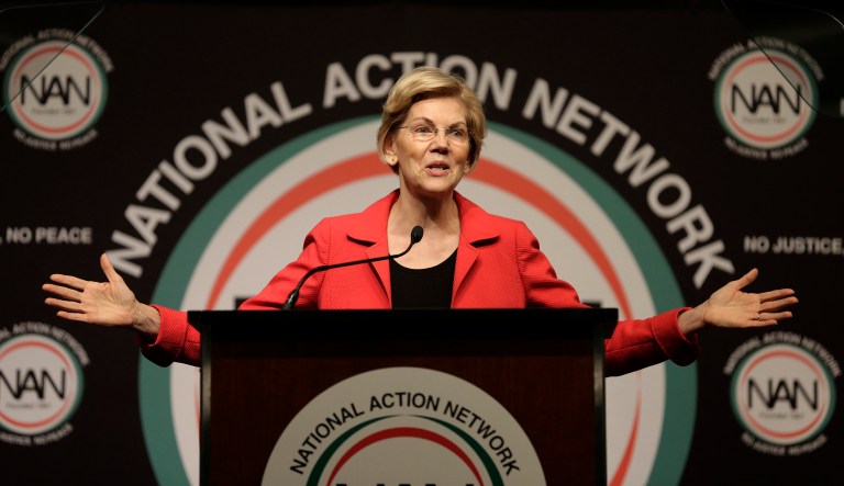 Sen. Elizabeth Warren speaks.
