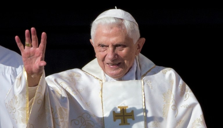 This Oct. 19, 2014 photo shows Pope Emeritus Benedict XVI arrives in St. Peter's Square at the Vatican. Retired Pope Benedict XVI has published an analysis of the origins of the clergy sex abuse scandal, blaming it on the sexual revolution of the 1960s and church laws that protected priests in a rare commentary, published Thursday April 11, 2019.