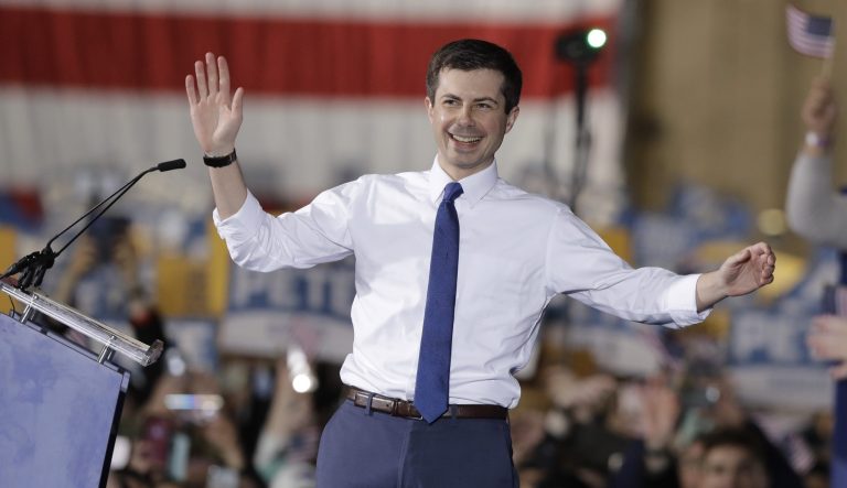 South Bend Mayor Pete Buttigieg announces that he will seek the Democratic presidential nomination during a rally, Sunday, April 14, 2019, in South Bend, Ind. 