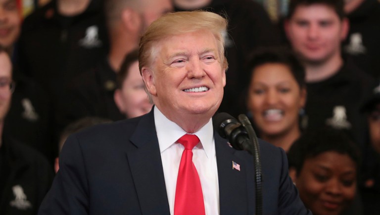 President Trump speaks at a Wounded Warrior Project Soldier Ride event.