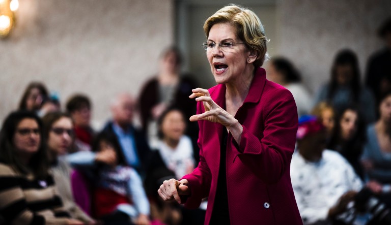 Democratic presidential candidate Sen. Elizabeth Warren, D-Mass., during an American Federation of Teachers town hall event, at the Plumbers Local 690 Union Hall in Philadelphia, Monday, May 13, 2019.