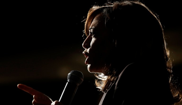 Democratic presidential candidate Sen. Kamala Harris, D-Calif., speaks at an SEIU event before the 2019 California Democratic Party State Organizing Convention in San Francisco, Saturday, June 1, 2019.