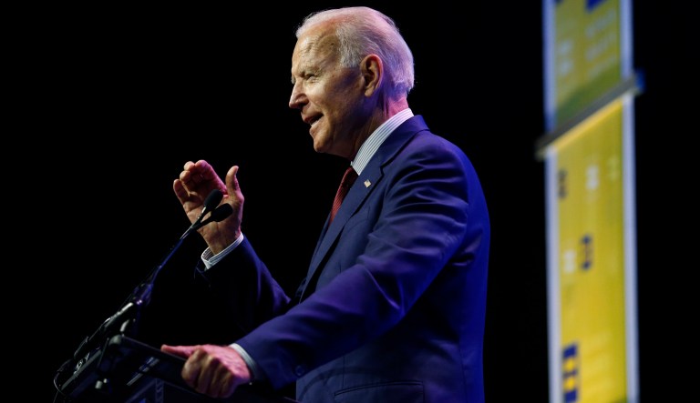 Democratic presidential candidate, former Vice President Joe Biden speaks during the Human Rights Campaign dinner at Ohio State University, Saturday, June 1, 2019, in Columbus, Ohio.