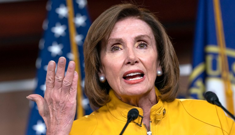 Speaker of the House Nancy Pelosi, D-Calif., speaks during a news conference on Capitol Hill in Washington.