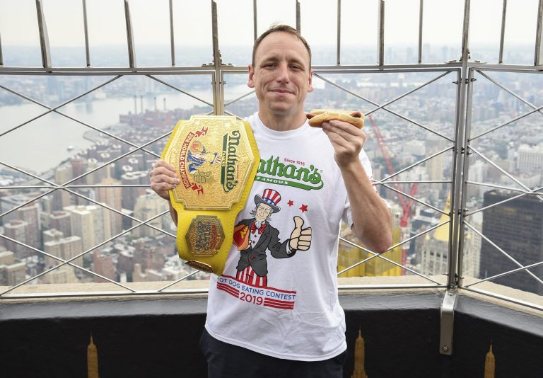 Joey Chestnut chows down on 71 franks to win his 12th Nathan’s contest