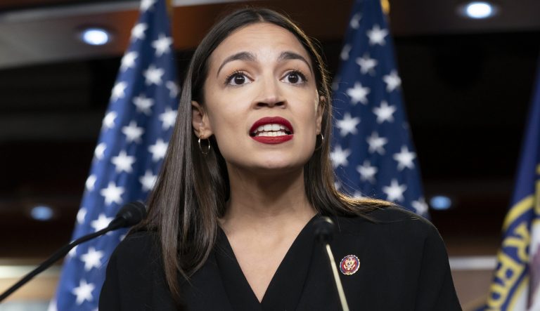 Rep. Alexandria Ocasio-Cortez, D-N.Y., during a news conference at the Capitol in Washington, Monday, July 15, 2019. 