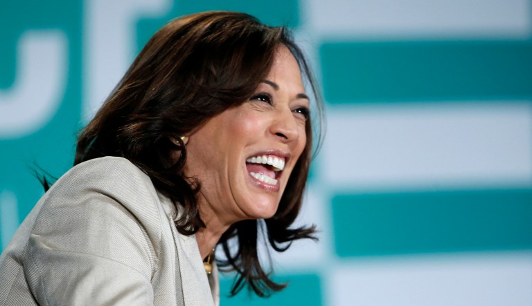 Democratic presidential candidate Sen. Kamala Harris, D-California, is seen.