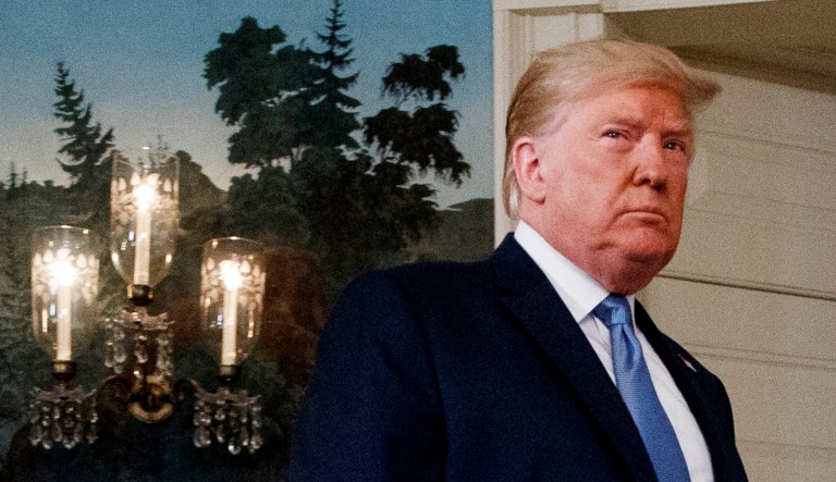 President Trump arrives to speak on the mass shootings in Dayton, Ohio, and El Paso, Texas.