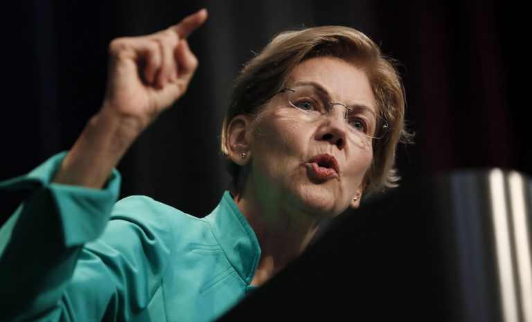 Democratic presidential candidate Sen. Elizabeth Warren speaks at the Iowa Federation of Labor convention, Wednesday, Aug. 21, 2019, in Altoona, Iowa. 