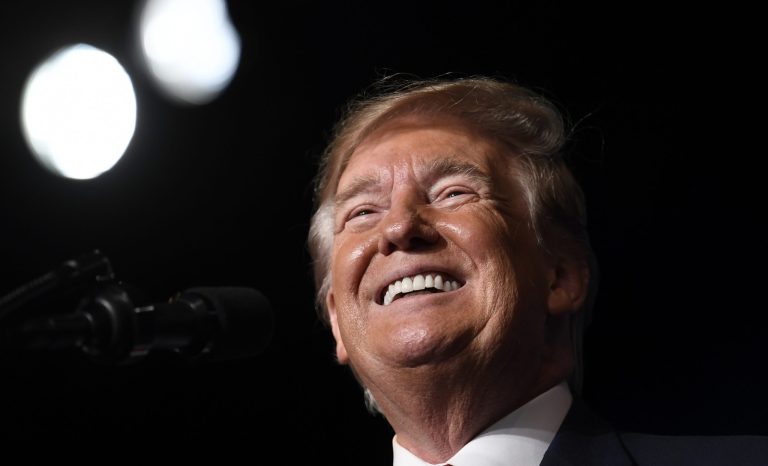 President Donald Trump speak at the American Veterans (AMVETS) 75th National Convention in Louisville, Ky., Wednesday, Aug. 21, 2019. 