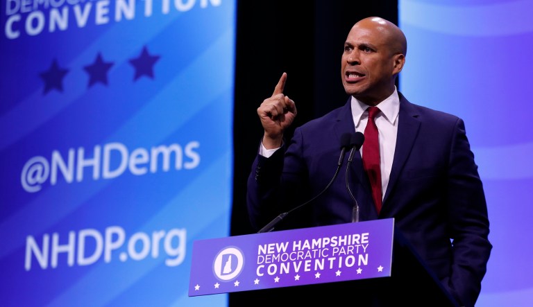 Democratic presidential candidate Sen. Cory Booker speaks.