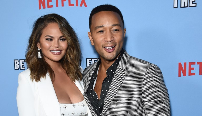 Chrissy Teigen, left, and John Legend arrive at the Los Angeles premiere of "Between Two Ferns: The Movie" at ArcLight Hollywood on Monday, Sept. 16, 2019.