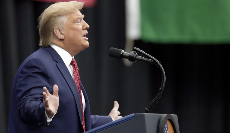 President Trump at an event at NRG Stadium, Sunday, Sept. 22, 2019, in Houston.  
