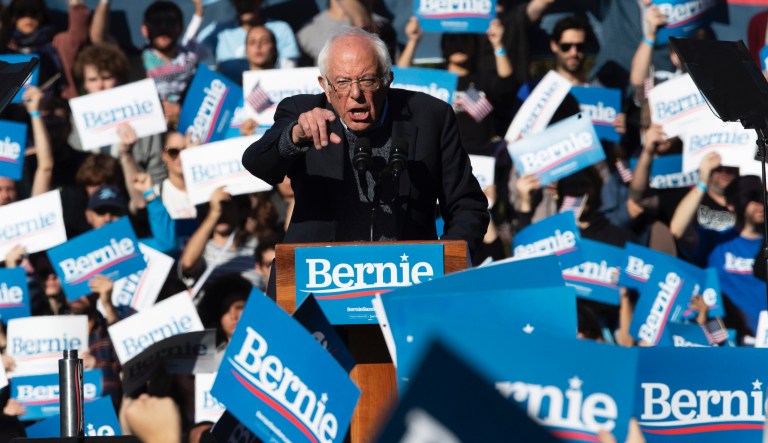 Democratic presidential candidate Sen. Bernie Sanders, I-Vt. speaks during a campaign rally, Saturday, Oct. 19, 2019, in the Queens borough of New York. 