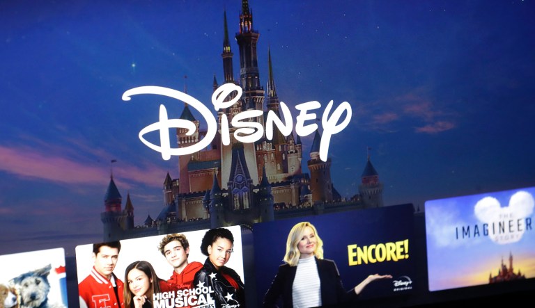 A Disney logo forms part of a menu for the Disney Plus movie and entertainment streaming service on a computer screen in Walpole, Mass., Wednesday, Nov. 13, 2019. 