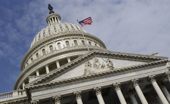 This photo shows the Capitol Dome at the top of Capitol Hill in Washington.