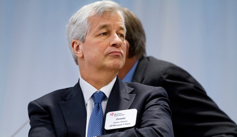 JPMorgan Chase Chairman and CEO Jamie Dimon attends a meeting at the Business Roundtable Headquarters in Washington.