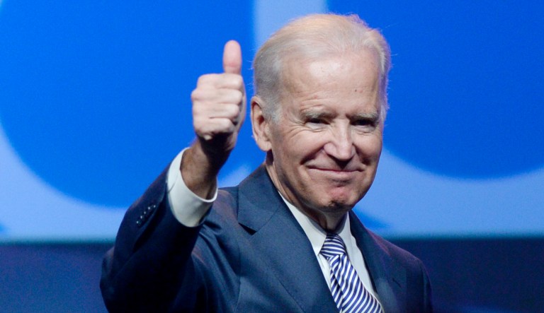 Vice President Joe Biden gives a thumbs up.